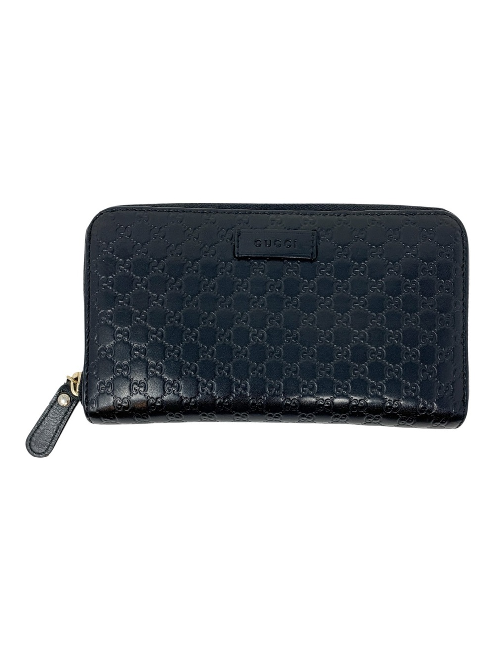 Gucci Microguccissima Black Leather Zip Around Continental Wallet